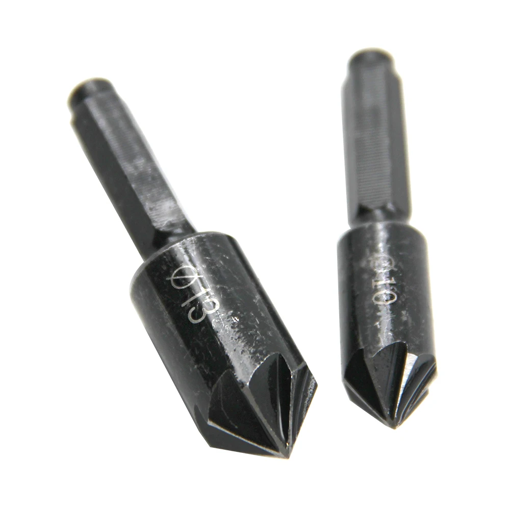 

2pcs/Set 10mm 13mm Countersink Drill Bit 7 Flute Counter Sink Chamfer Cutter 1/4 Inch Hex Shank For Wood Drilling