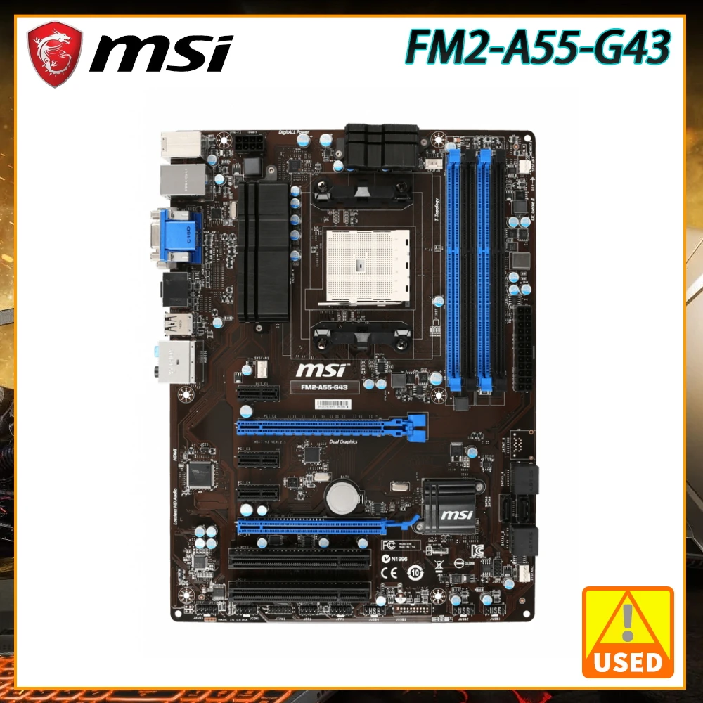 

AMD A55 Motherboard MSI FM2-A55-G43 Motherboard Socket FM2 DDR3 64GB SATA II USB2.0 ATX