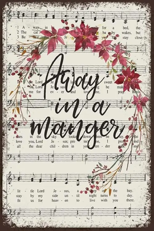 Away In A Manger Hymn Art аркушная музыка Hawnal рождественский декор акварельный венок