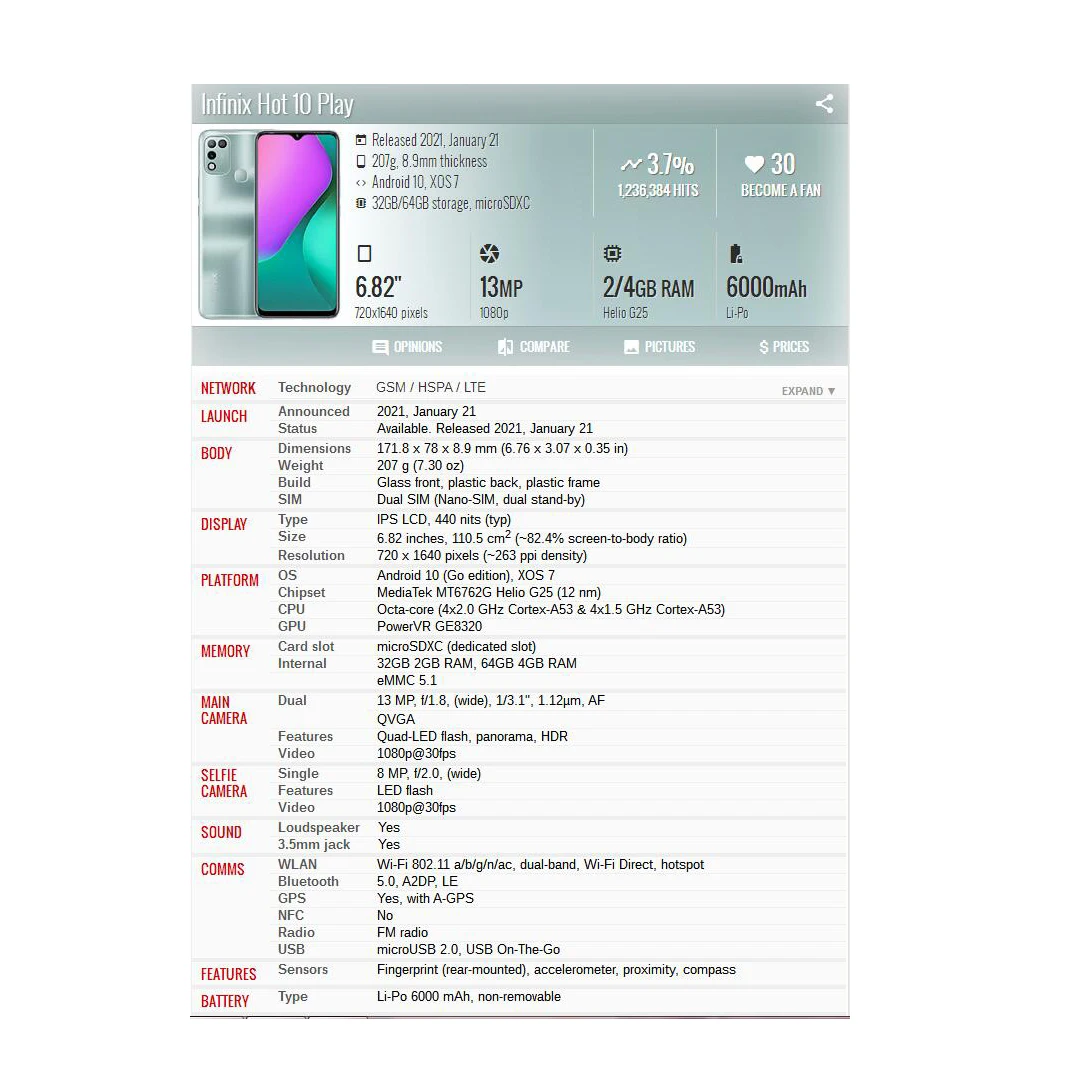 Для Itel P36 Play Vision 1 X657 Hot 10 11 10i X659 ЖК-дисплей + Φ Pro |