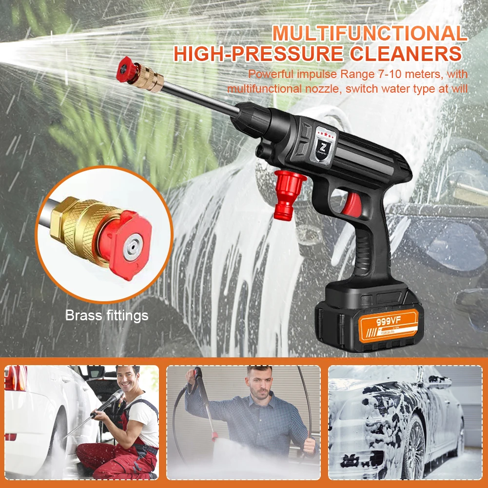 

High Pressure Car Washer 100W Wireless Car Wash Machine with Li-ion Batter Rechargeable Car Wash Machine for Auto Home Cleaning