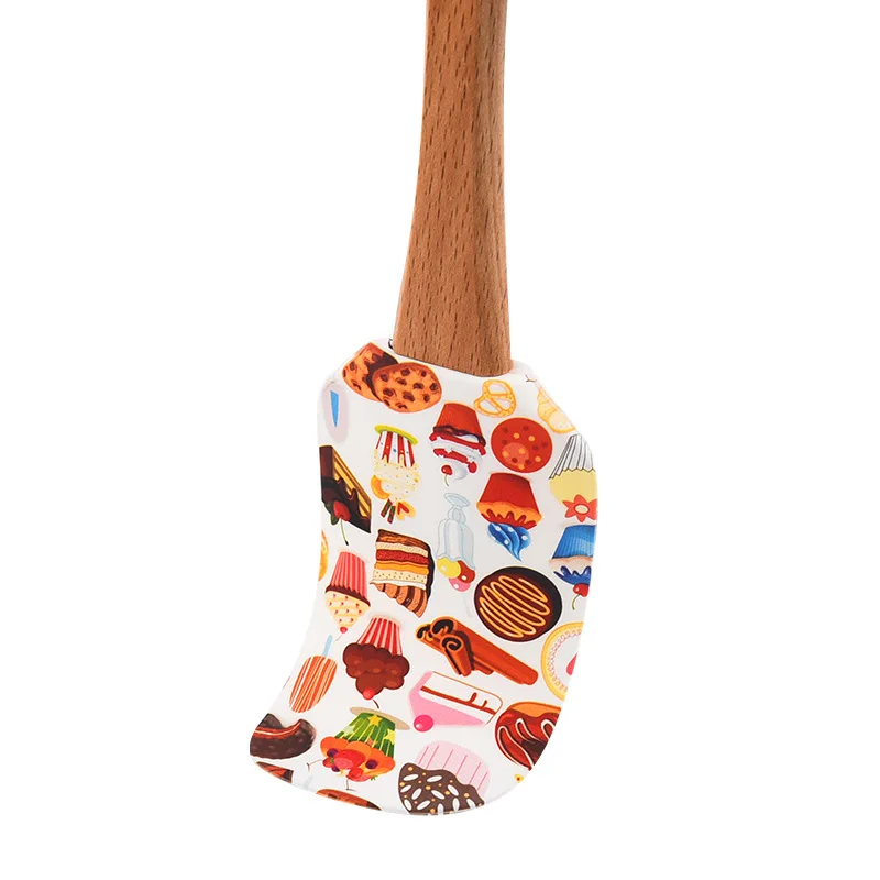 Cream Spatula Christmas Wooden Handle Non-Stick Kitchen Fondant Cake Silicone Cooking Scraper Baking Tools Espatula |