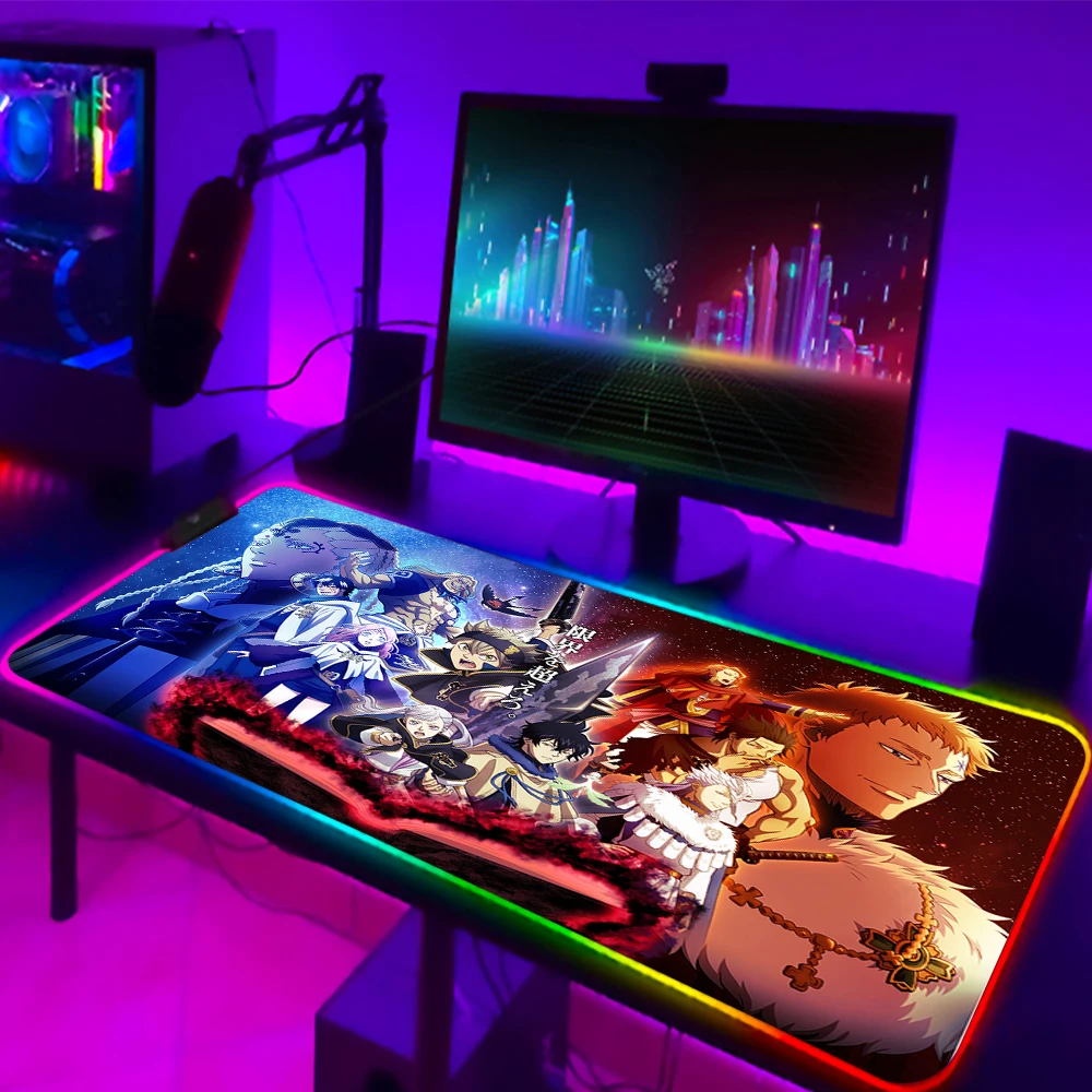 

RGB Black Clover Protector Mousepad Anime Gamer Keyboard Mousepads Gaming Pc Accessories Mouse Pad Desk Large Mouse Pad