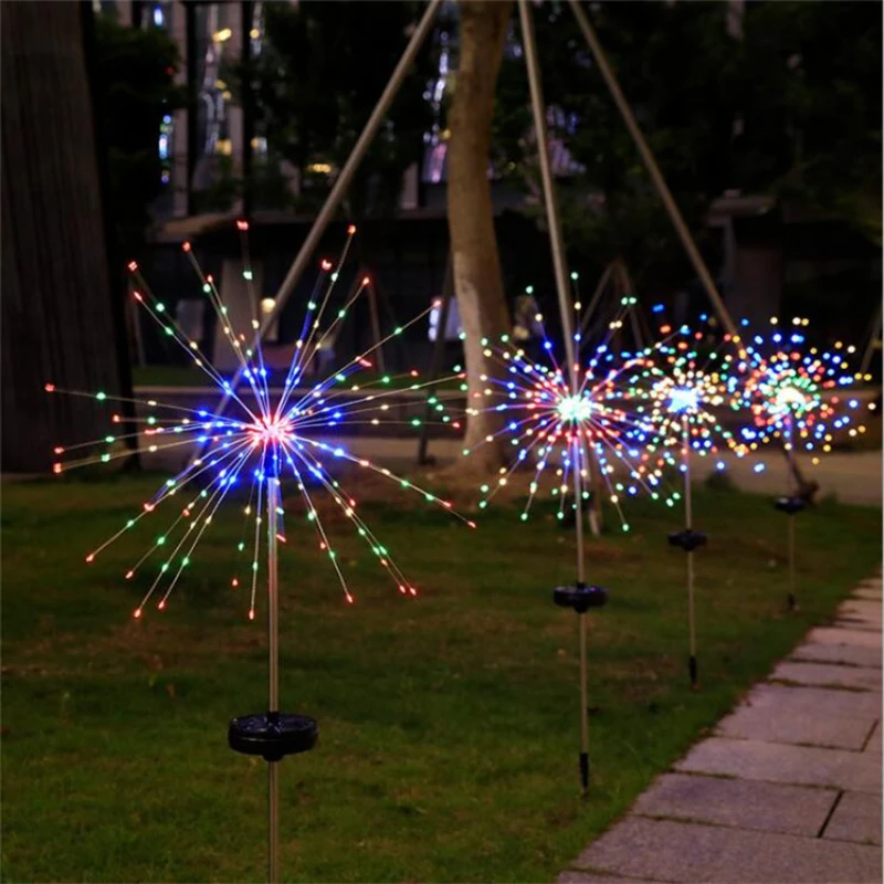 

Flash Solar Lamp Outdoor Waterproof Fireworks String Fairy Lights for Patio Decoration Yard Christmas Garden Lawn 120/150 LEDs