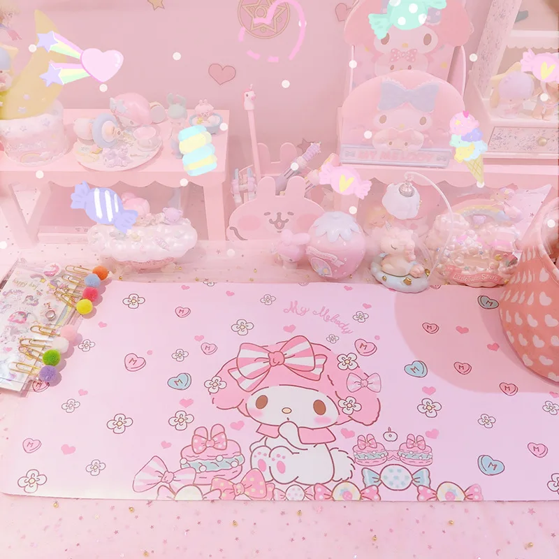 

Cute Cartoon Sanrio Kuromi Cinnamoroll Mymelody Desk Mat Tablecloth Photo Background Kawaii Mouse Pad Animation Props Gift