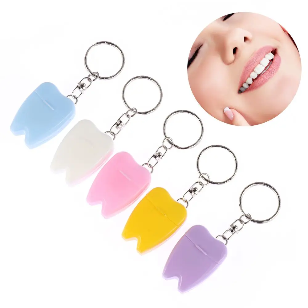 

Portable Dental Floss Teeth CleanKey Ring Keychain Travel 15M Random Colour 15m