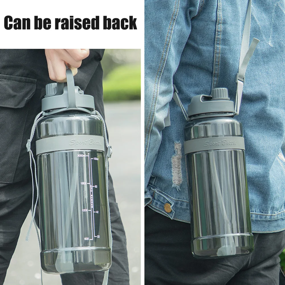 Спортивная бутылка для воды объемом 3 литра портативная чашка с соломинкой