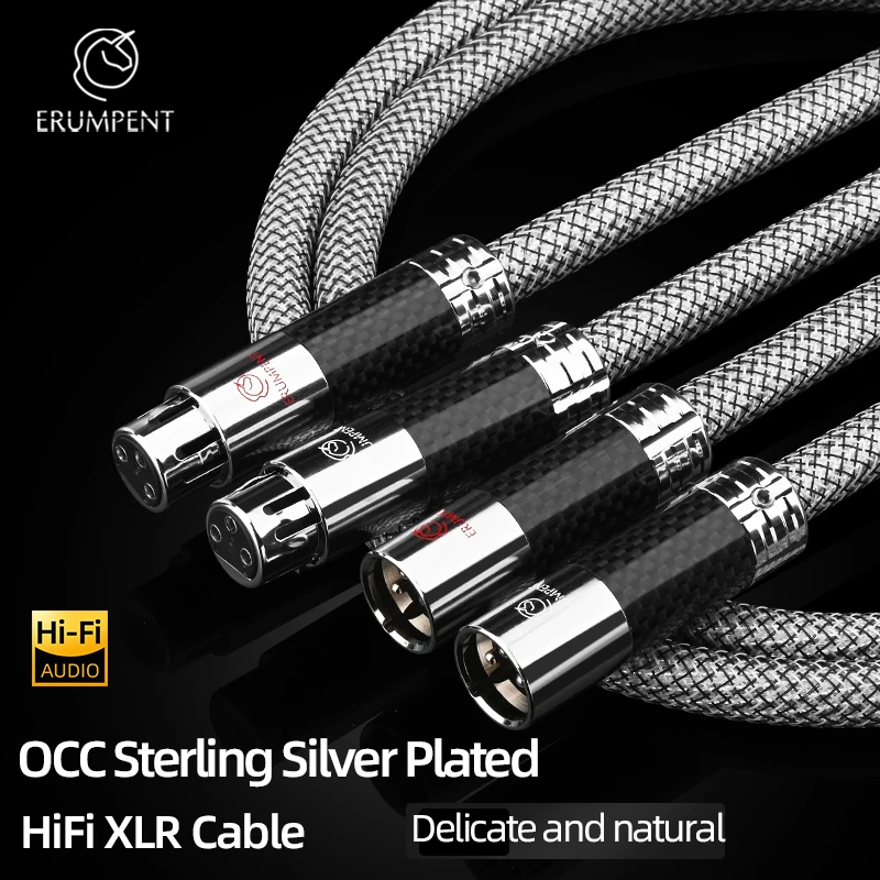 Фото Пара аудиокабелей Hi-Fi с серебряным покрытием OCC, 2XLR, балансный, 3-контактный, 2XLR (штекер-гнездо) для микрофонов и усилителей №4