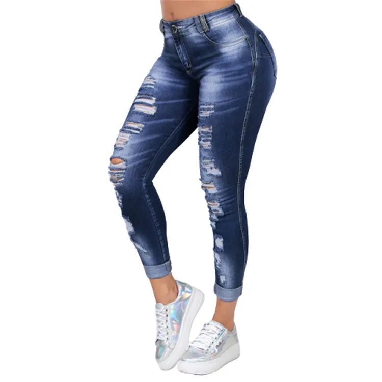 Women's Fashion Jeans Ripped Skinny 2022 New Sexy Hip Slim Jean Mom Spandex Denim Clothing Plus Big Size Jeans Female overalls
