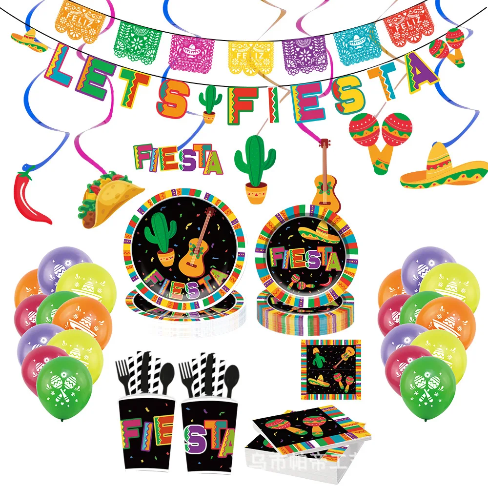 

Mexico Independence Day Fiesta Rave Ballons Banner Encanto Mexican Decor Disposable Paper Tableware Party Decoration