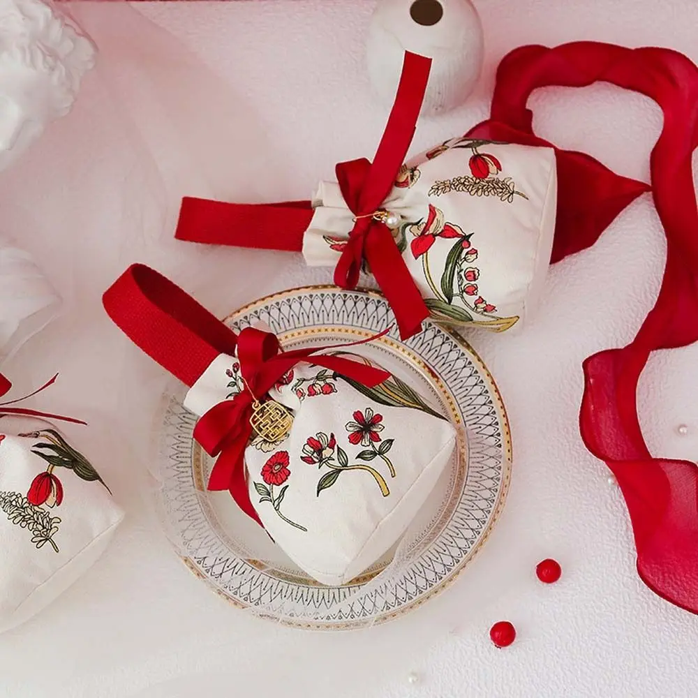 Жемчужный кулон холст сумка на шнурке с цветочным принтом атласная лента бант