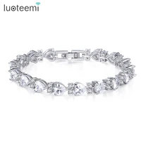 luoteemi fashion cz heart cubic zirconia tennis bracelet iced out chain bracelets for women trendy 2022 men free shipping item