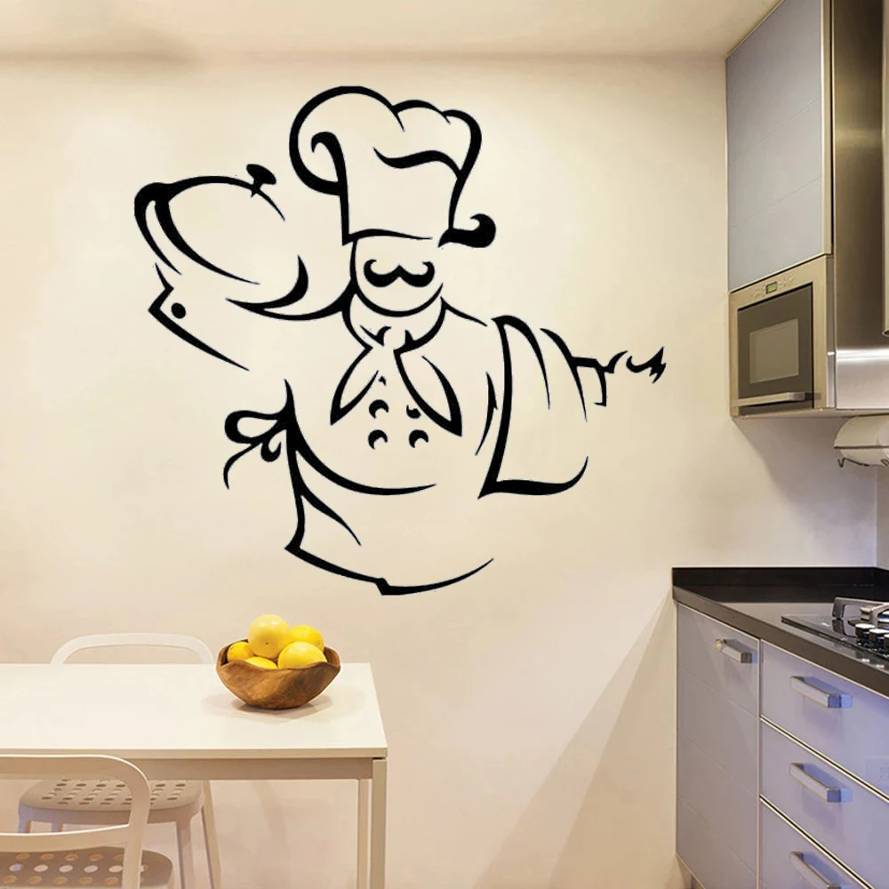 

Chef Hat Apron Towel Wall Decals Bonn Appetite Kitchen Stickers Interior Decor For Restaurants Murals Removable Poster DW14067