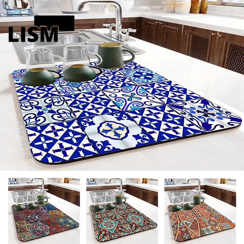 

Geometry Sink Drain Pad Superior Sense Table Mat for Kitchen Toilet Diatom Mud Absorbent Pad Non-slip Anti-mildew Countertop