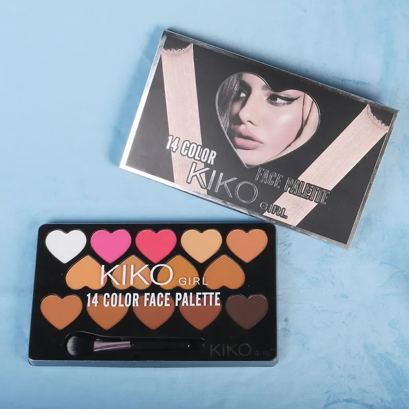 MICOLOR с кистью 14 цветов палитра контурных прессованные искусственные тени для