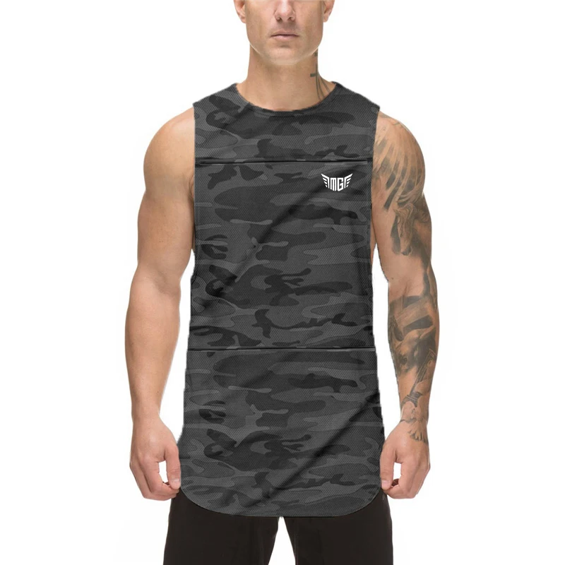 

Mens Fitness Camouflage Sporting Gym Mesh Tank Top Fashion Running Bodybuilding Singlets Breathable Sleeveless Quick-drying Vest
