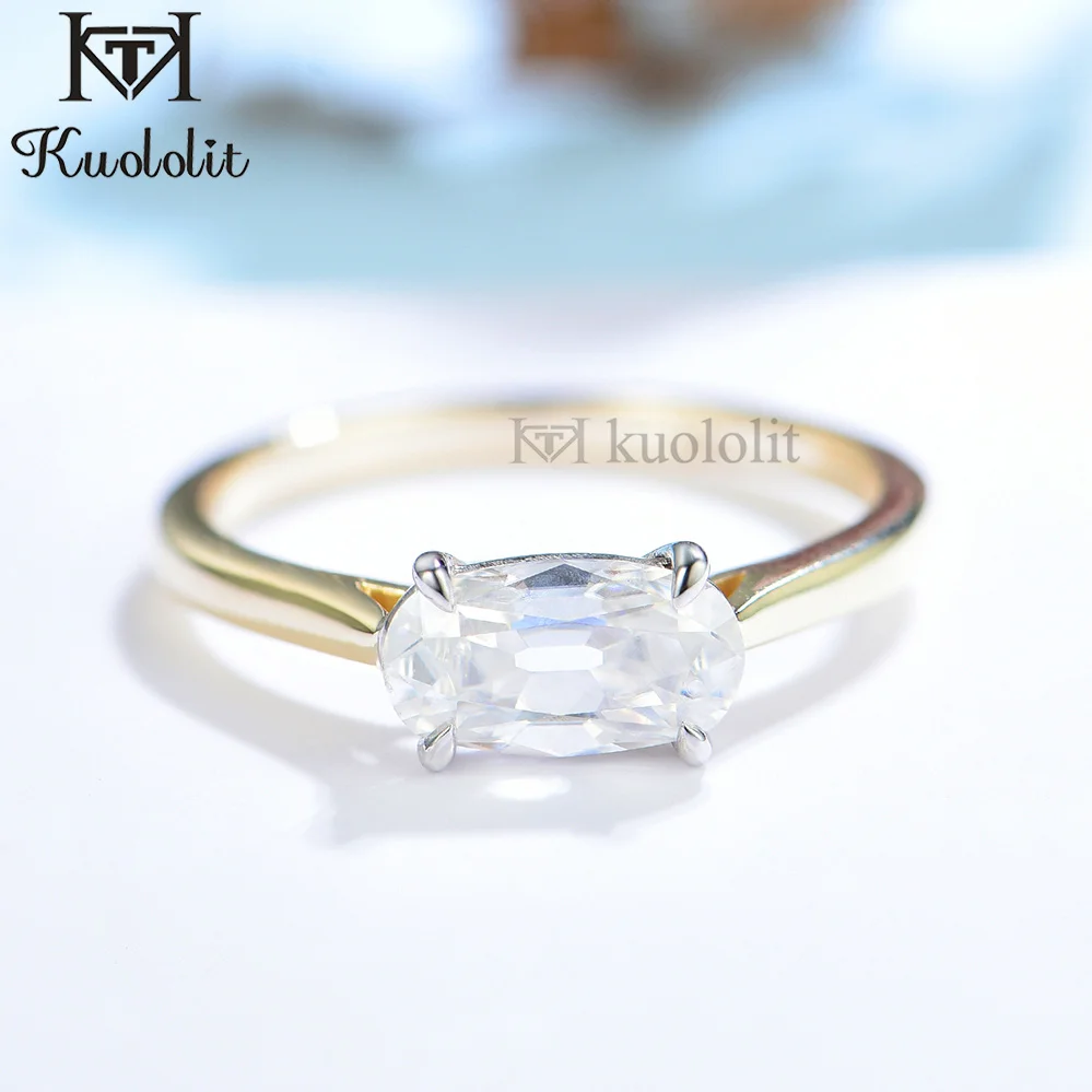 

Kuolit 1.3CT OMC Moissanite 18K 14K 10K желтое золото кольцо для женщин двухцветное роскошное кольцо для помолвки новый тренд