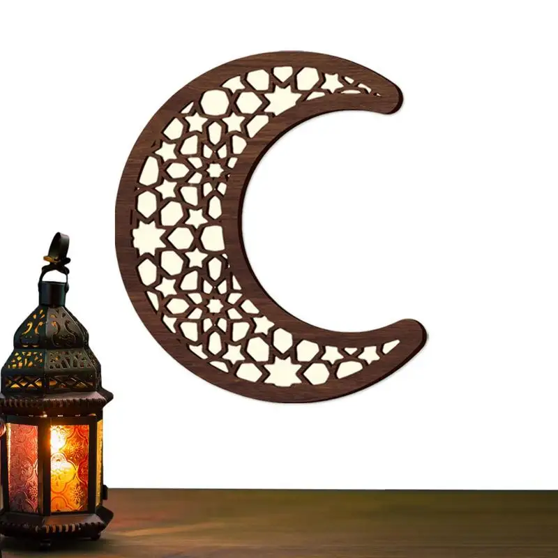 

Лунная звезда, искусственное деревянное освещение для ИД, светильники, украшение, подарок для детей, мусульман, семейный праздник, Рамады