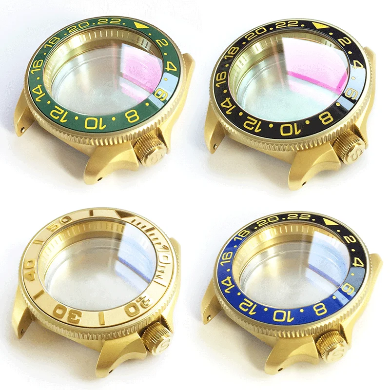

Brushed Gold Stainless Steel Watch Case For SEIKO SKX007 SKX175 SRPD61 Dive Sapphier Glass Bezel Insert Watch Parts
