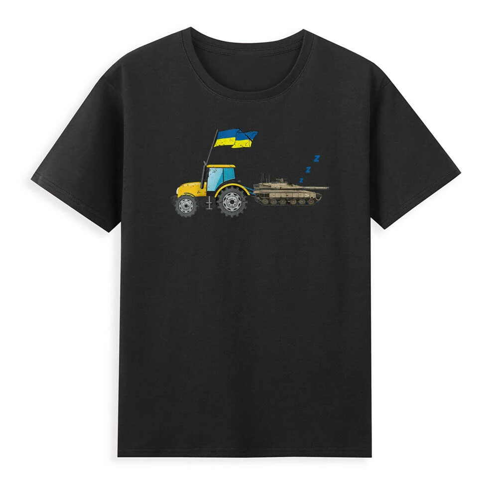 

Funny Farmer Special Forces Ukrainian Tractor Pulling Tank T Shirt. Short Sleeve 100% Cotton Casual T-shirt Loose Top Size S-3XL