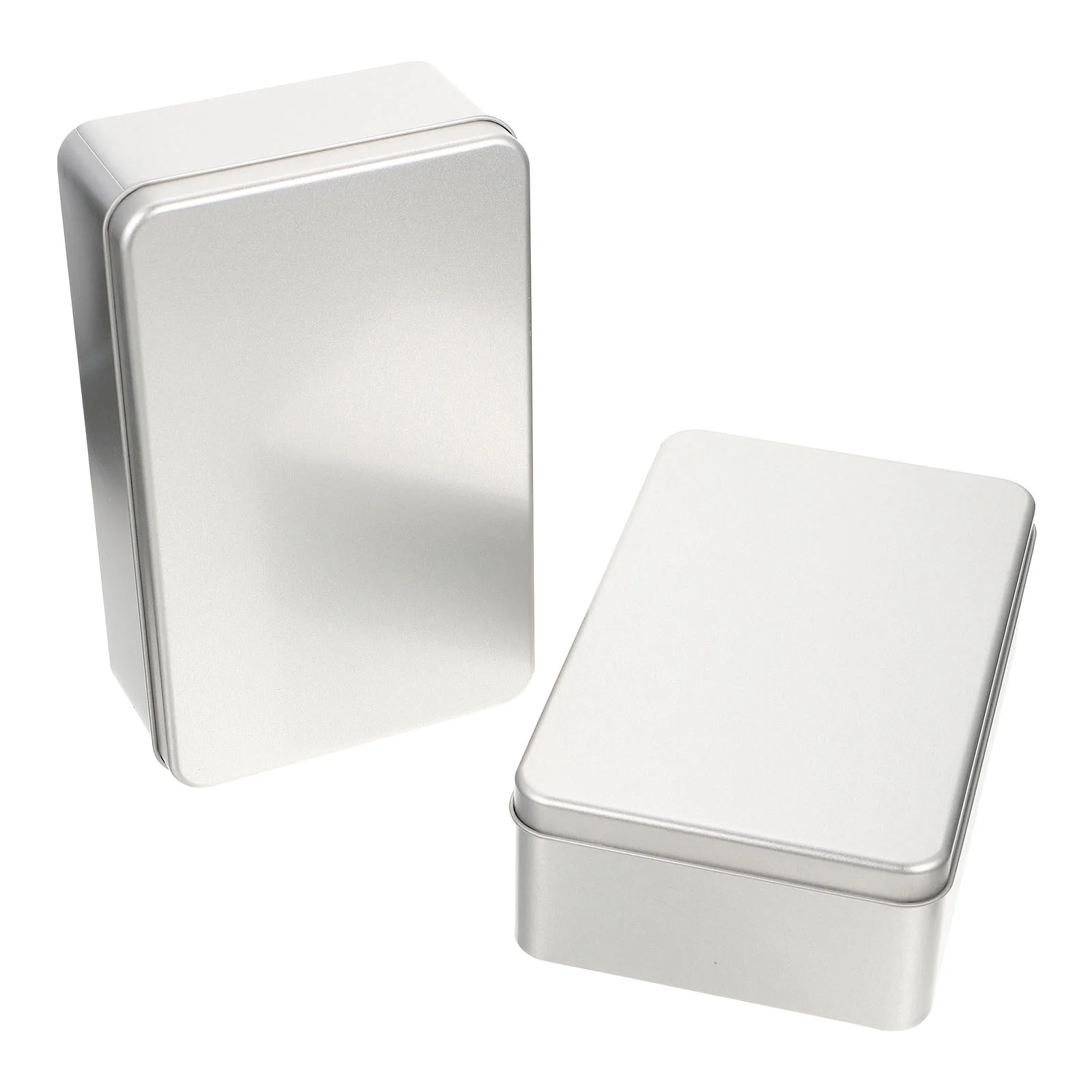

2 Pcs Rectangular Box Lid Storage Tin Metal Container Lid Party Tea Containers Tinplate Box Storage Case