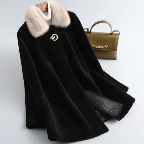 

2023 Elegant Sheep Shearing Jacket Women Autumn Winter Casual Real Mink Fur Wool Coat Female Chaquetas Para Mujer Gxy1258