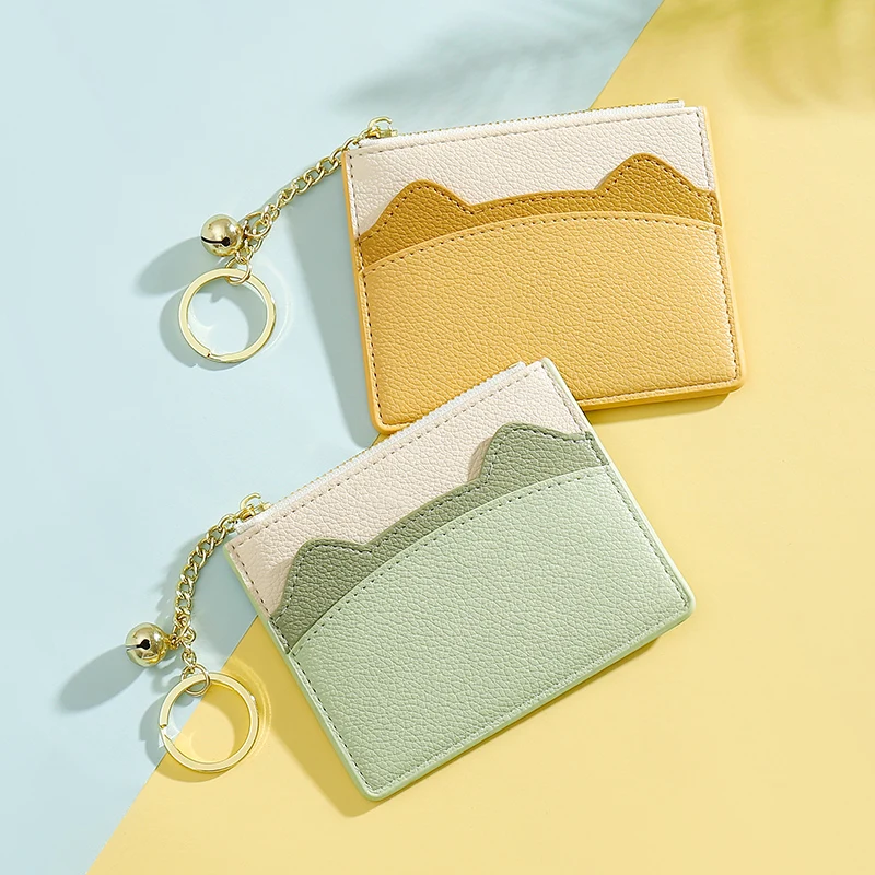 

Women Wallets Mini Cute Cat Ears ID Card Holders Business Credit Card Holder PU Leather Slim Bank Card Case Organizer Monederos