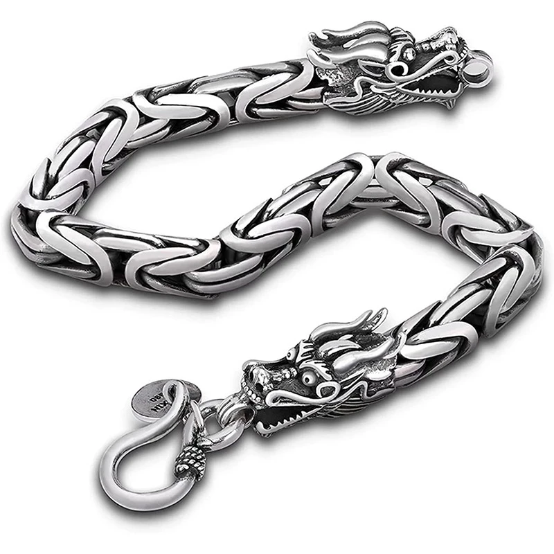 

Hip Hop Personality Men's Keel Chain Bracelet Fashion Vintage Silver Dragon Head Bracelet Charm Teen Jewelry Accessories Gifts