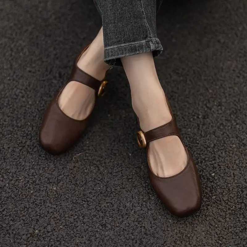 Женские элегантные туфли Мэри Джейн в стиле ретро с пряжкой весенне-осенние