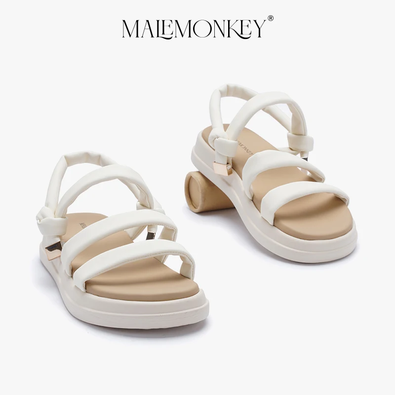 MALEMONKEY Casual Sandals Women Flat 2023 Summer Black Retro Non-slip Roman Sandals Platform Open Toe BeachFemale Shoes Handmade