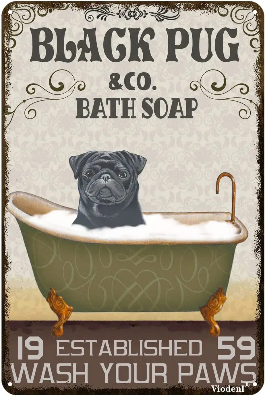 

Metal Signs Black Pug Co. Bath Soap Wash Your Paws Tin Sign Vintage Funny Home Kitchen Bar Club Cave Rustic Wall Art