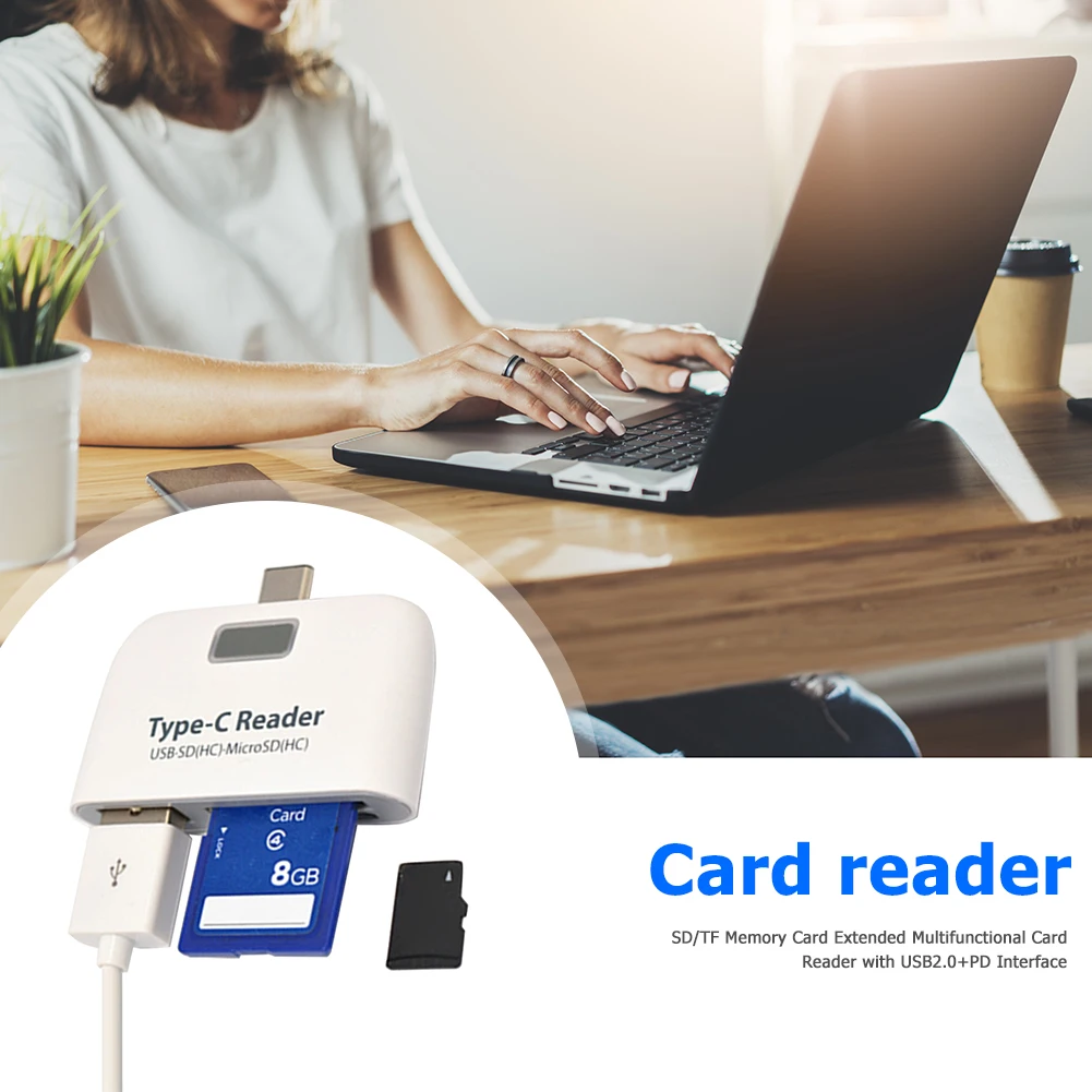 

Durable Card Readers Wear-resistant USB Type-C HUB Converter USB 2.0 PD Charging Adapter TF Memory Card OTG Reader