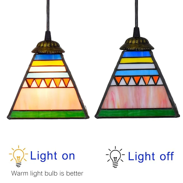 Креативный дизайн в винтажном стиле Tiffany треугольная фотолюстра с витражным