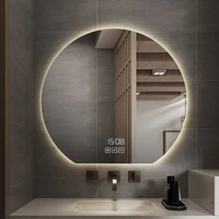 50cm round double touch switch led tricolor dimming human body induction smart mirror with lamp bathroom mirror led makeup mirro