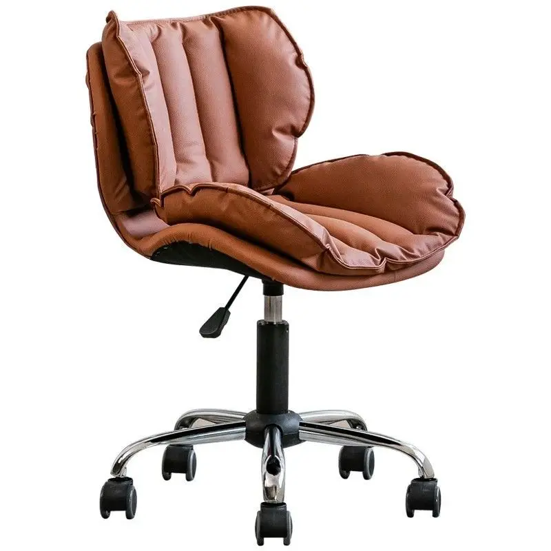 Фото Игровое кресло из искусственной кожи карамельно-коричневого цвета, поворотное, с регулировкой высоты, вращающееся на 360 градусов, для дома и офиса, с универсальными колесиками. №3