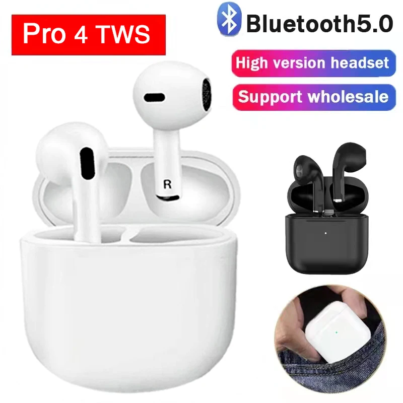

Pro 4 TWS Bluetooth Headsets Mini For Earpodding Sports Earbuds Stereo Nose Reduction Mic Earphone Sports Waterproof Headphone