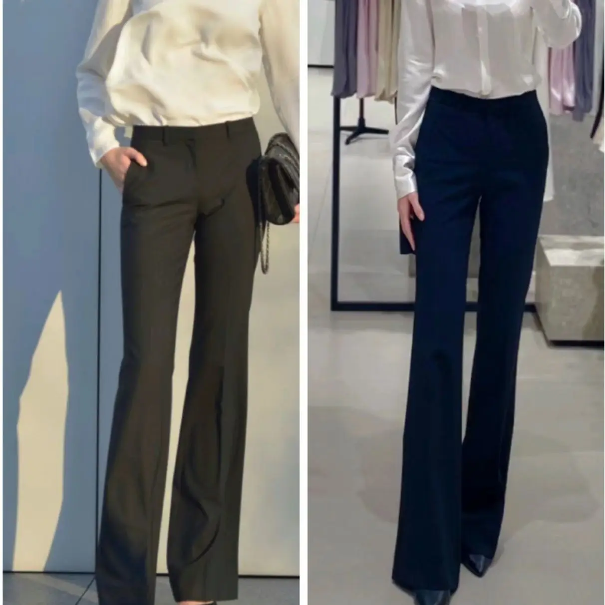 2023 Summer Women High Waist Simple Slim Trousers Zipper Fly Solid Color Ladies All-Match Long Pants with Pockets