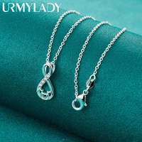 urmylady 925 sterling silver heart number 8 aaa zircon pendant 16 30 inch necklace chain for women wedding engagement jewelry