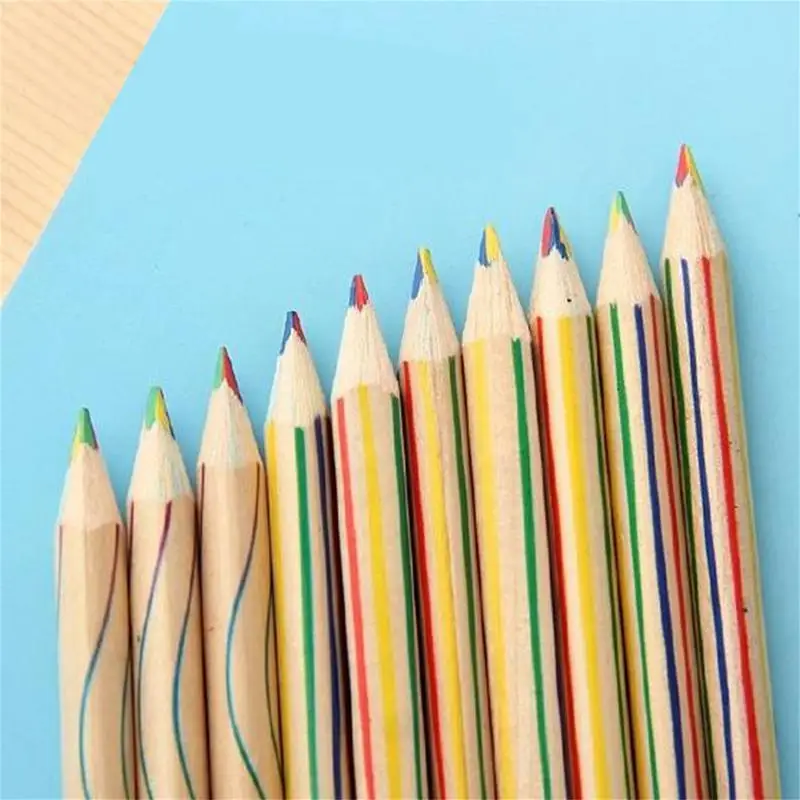 

10 шт., Разноцветные деревянные карандаши, 4 в 1