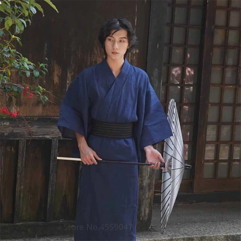Хлопковое японское кимоно хаори одежда для сна мужчин Самурай искусственная