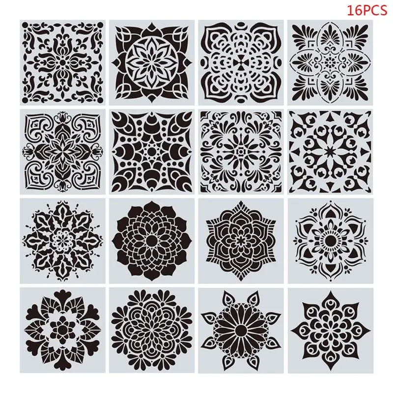 

16pcs/set Mandala Stencils DIY Drawing Template Painting Scrapbooking Paper Card Embossing Album Decorative Craft