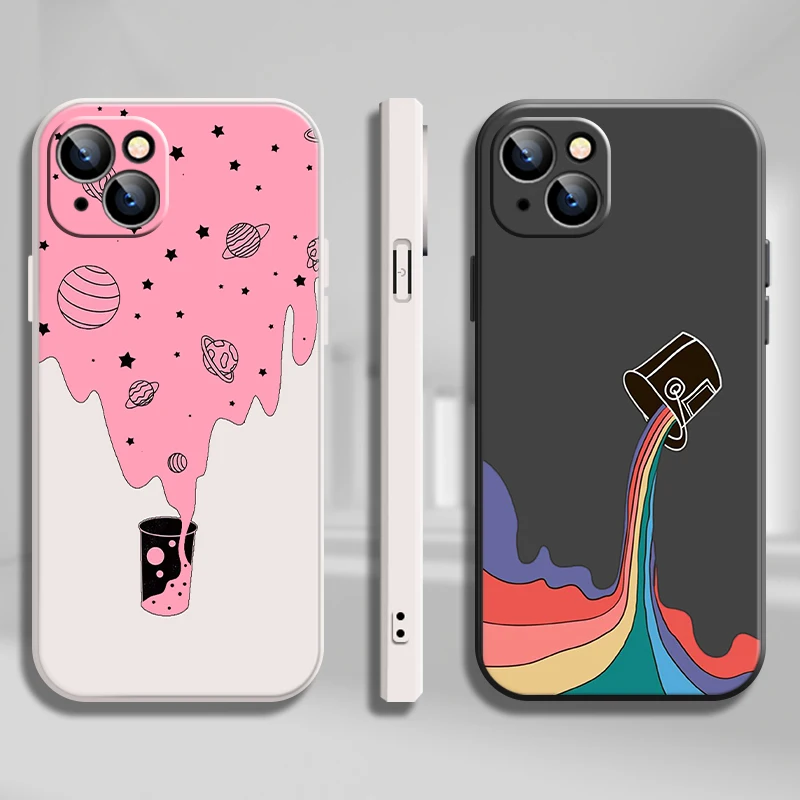 

Pouring Cup Phone Case For iPhone 12 Pro Xr 11 12 13 Max Pro Mini X Xs 8 Plus 6 6s SE 2020 7 7P Lbre Painted Sticker Etui Cool