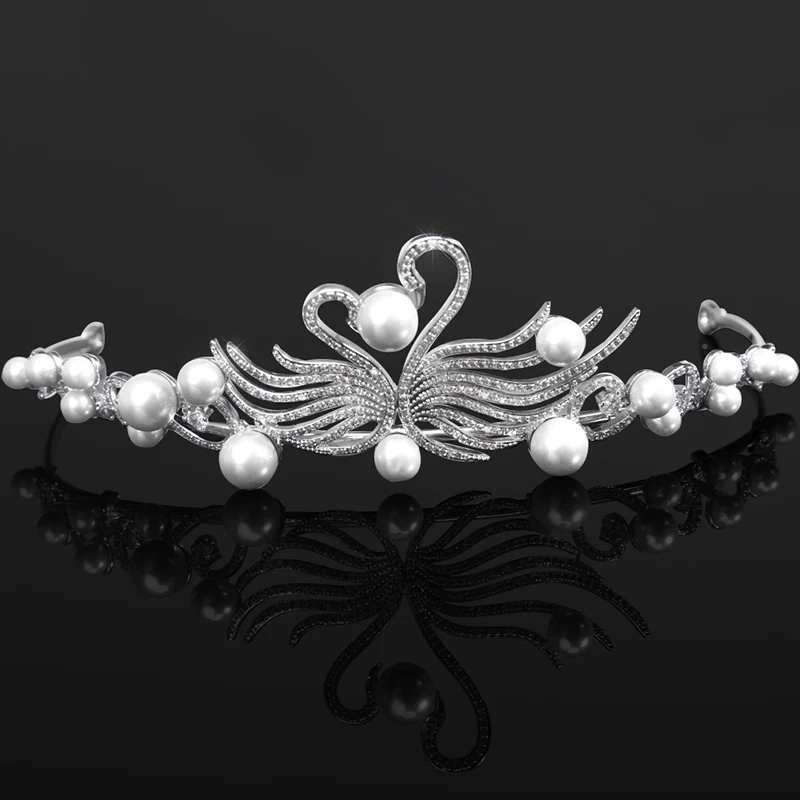 Женские тиары YYSUNNY в виде двойного лебедя Очаровательная корона принцессы для