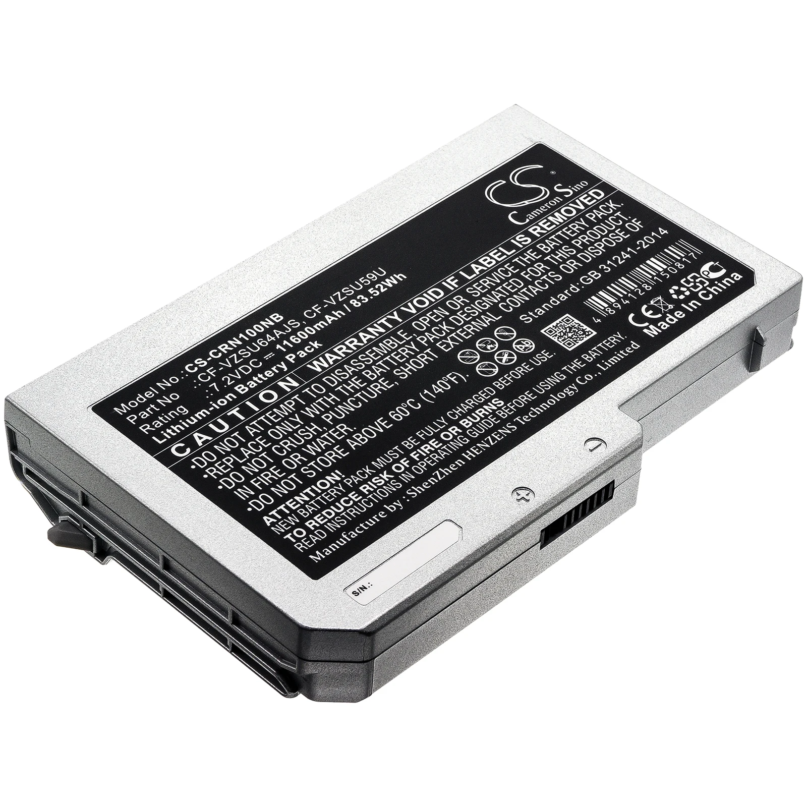 

CS 11600mAh/83.52Wh battery for Panasonic Toughbook CF-N10,Toughbook CF-S10 CF-VZSU59U,CF-VZSU60AJS,CF-VZSU60U,