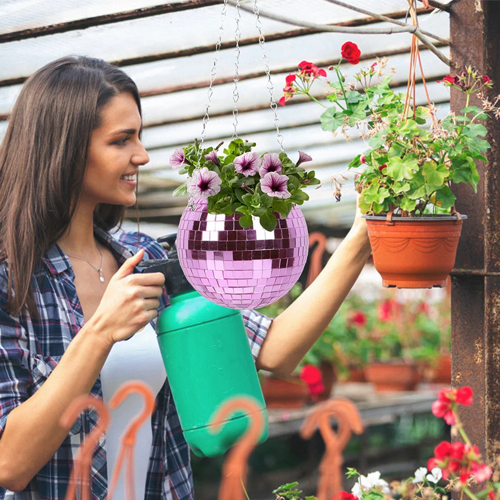 

Colorful Planter Spherical Shiny Flowerpot Plastic Hanging Pots Disco Ball-Shape Decor Clothes Hangers Decors Home Basket