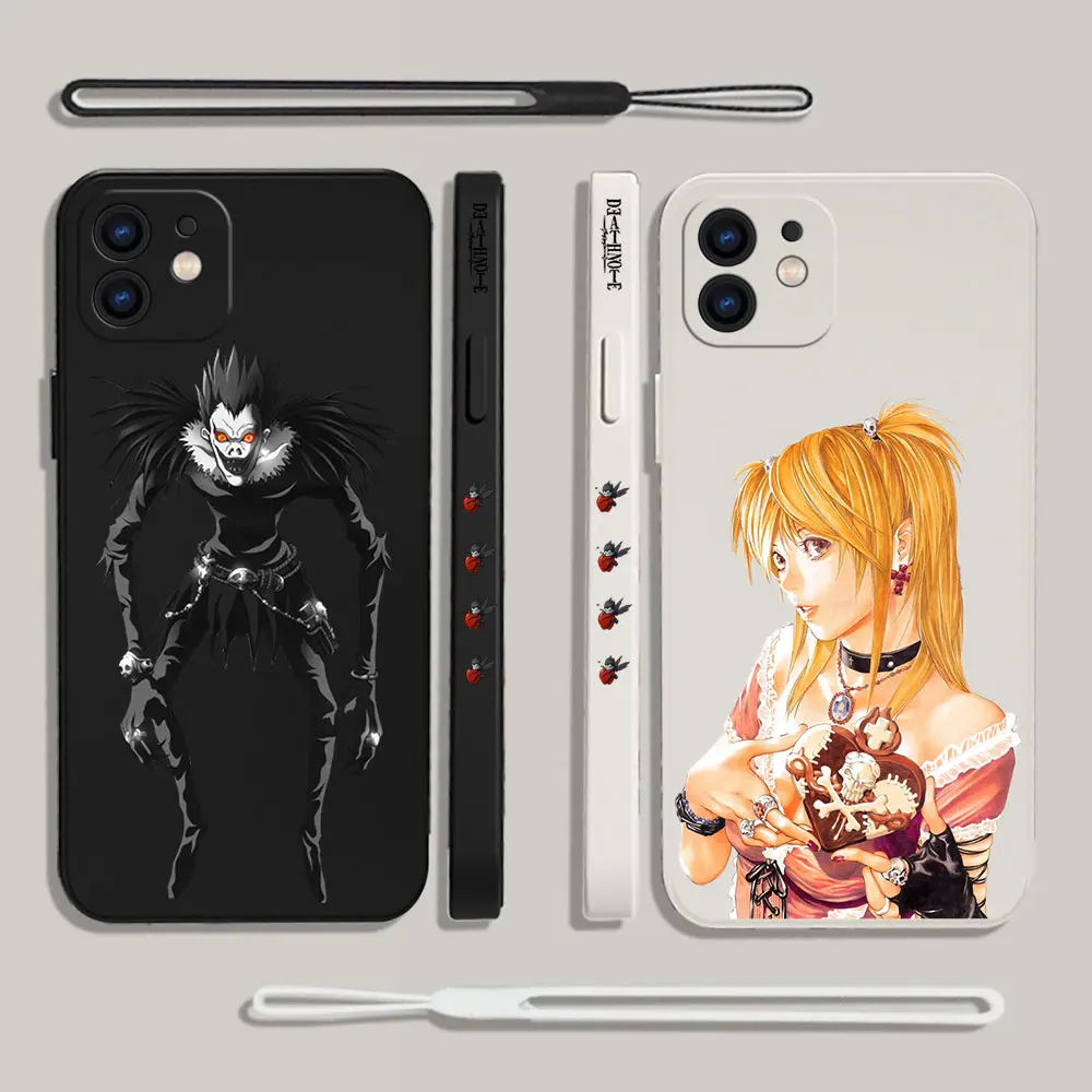 

Anime Death Note Ryuk Yagami Phone Case For iPhone 14 13 12 11 Pro Max Mini X XR XS MAX 8 7 Plus Silicone Cases with Hand Strap