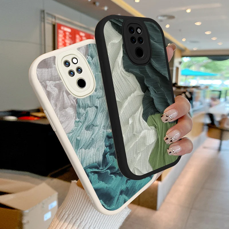 

For Huawei Mate 20 Pro Nova 6SE 7 7i 7SE P20 Pro P30 Pro Lite New Edition P40 Lite 4G 5G Nova 4E Case Green Pleated Oil Painting