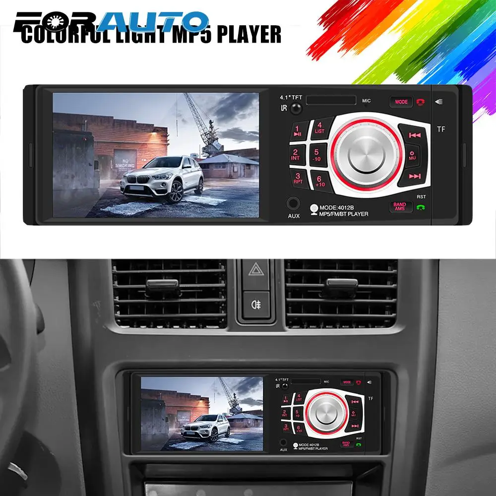 

TF USB AUX Support Bluetooth Stereo In-dash 7 Colors Backlight 12V 4012B Audio Radio FM Auto Accessories 4.1" Car MP5 Player