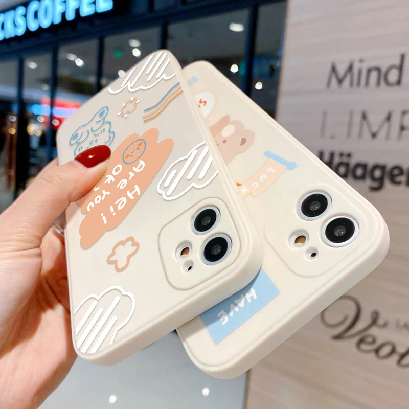 cute bear smile phone case for xiaomi redmi note 9 case for redmi 9 9t note 8 9 10 7 pro 9s 10s 11s poco x3 pro mi 11 lite cover free global shipping