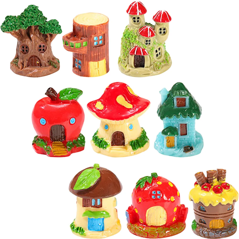 

House Fairy Mushroom Cottage Garden Resin Figurines Miniature Mini Tiny Village Accessories Landscape Mushrooms Statue Micro